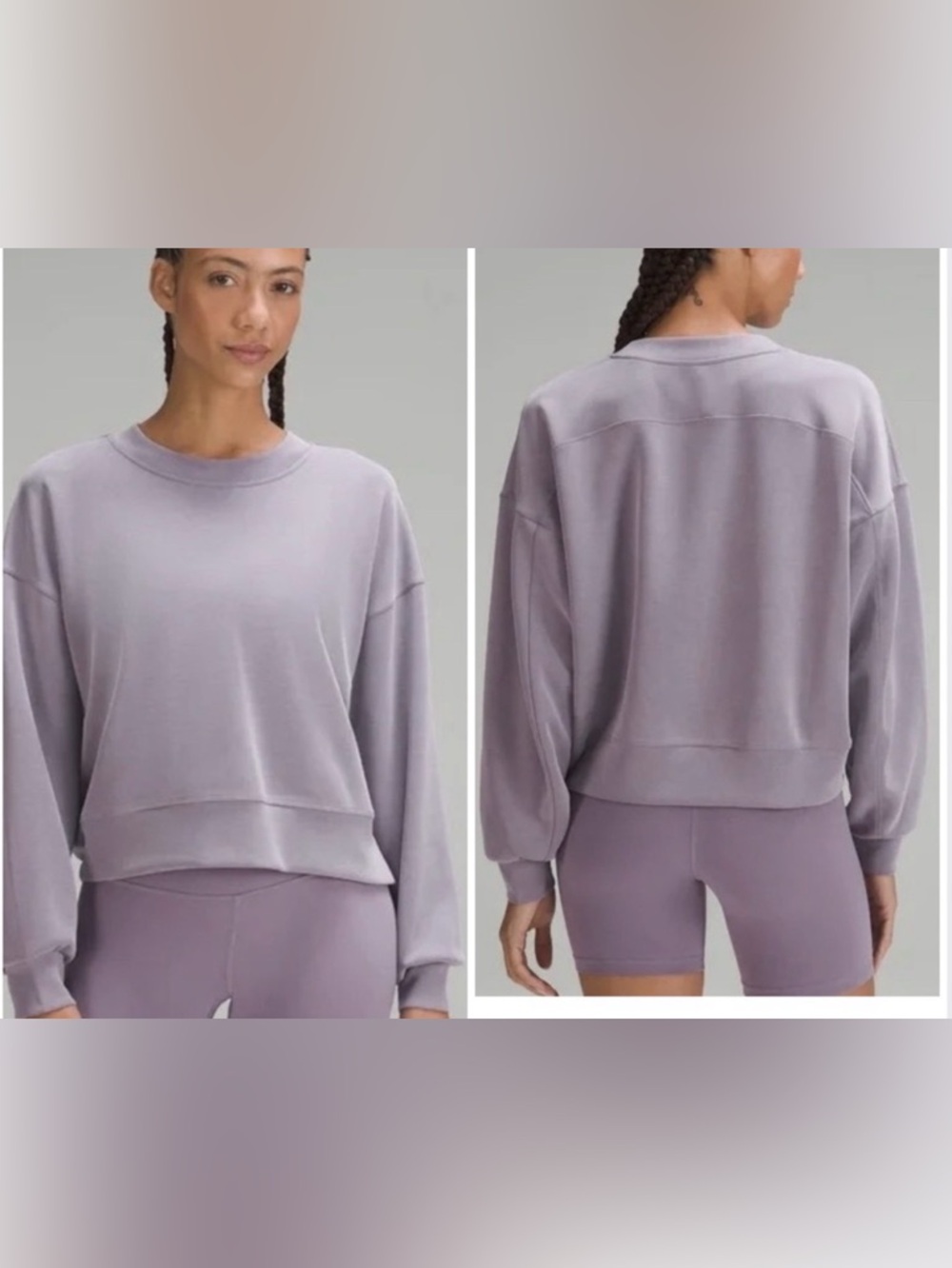 Lululemon Softstreme Perfectly Oversized Cropped Crew In Purple Ash Size 8